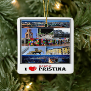 zXK003 PRISTINA "I Liebe, Kosovo, Keramikornament
