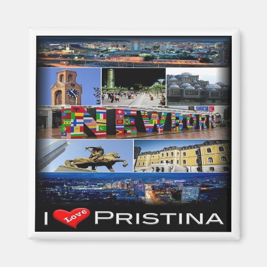 zXK004 PRISTINA "I Liebe, Kosovo, Europa, Kühlschr Magnet (Vorne)