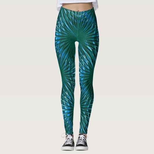 Zyan-spitzes Gitter, gespritzt oder aufgeblasen Leggings (Vorderseite)