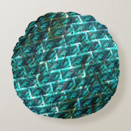 Zyanfarbener, grauer, geriffter oder anderer Stein Rundes Kissen