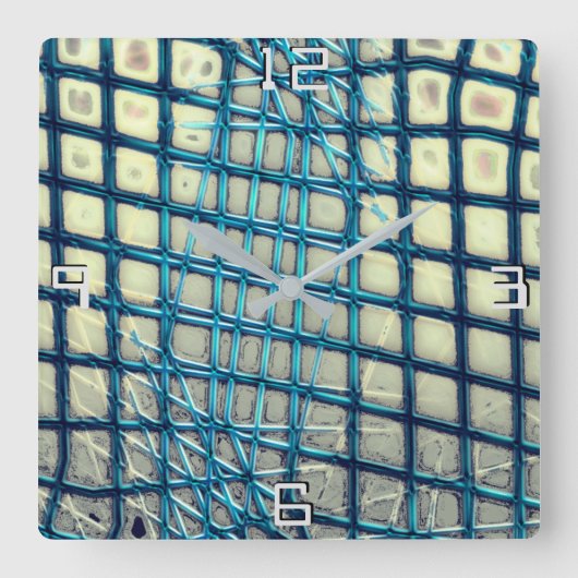 Zyangrau verschwommen, ähnlich wie ein Geflecht Quadratische Wanduhr (Vorderseite)