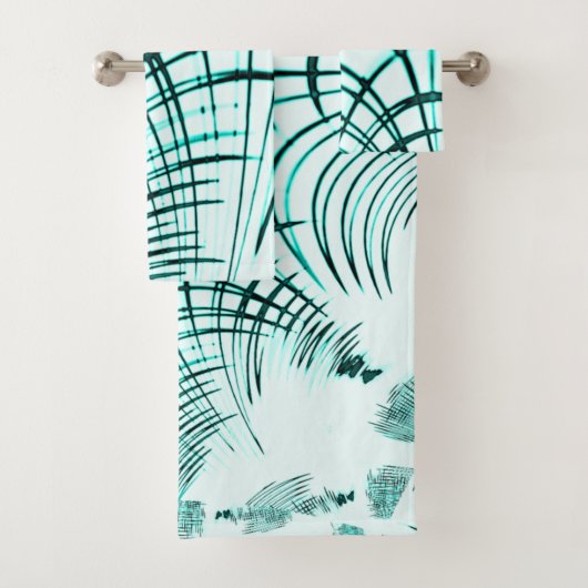 Zyanisch-gekrümmte Spur auf hellem Hintergrund Badhandtuch Set (Insitu)