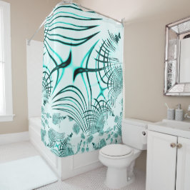 Zyanisch-gekrümmte Spur auf hellem Hintergrund Duschvorhang