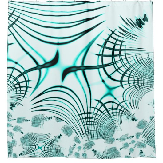 Zyanisch-gekrümmte Spur auf hellem Hintergrund Duschvorhang (Vorderseite)