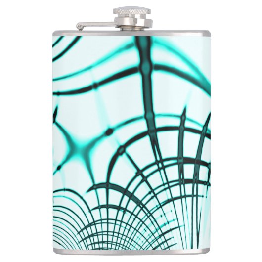 Zyanisch-gekrümmte Spur auf hellem Hintergrund Flachmann (Vorderseite)