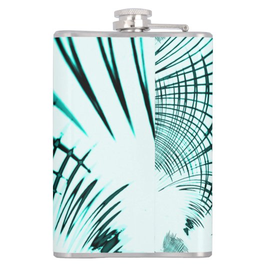 Zyanisch-gekrümmte Spur auf hellem Hintergrund Flachmann (Rückseite)