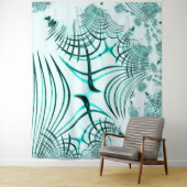 Zyanisch-gekrümmte Spur auf hellem Hintergrund Wandteppich (Beispiel)