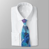 Zyanisches aquamarines lila Muster Krawatte (Gebunden)