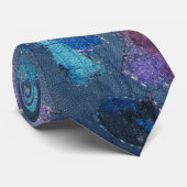 Zyanisches aquamarines lila Muster Krawatte (Gerollt)