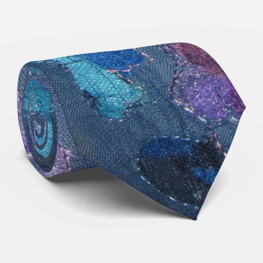 Zyanisches aquamarines lila Muster Krawatte (Gerollt)