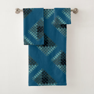 Zyantasten über blau, geometrische Formen formen Badhandtuch Set