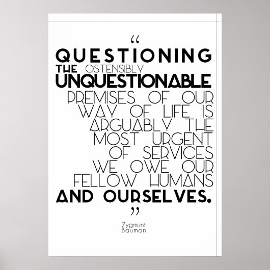 Zygmunt Bauman - Unbestrittene Fragen Poster (Vorne)