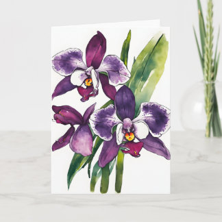 Zygopetalum-Orchidee - Aquarellblumen Karte