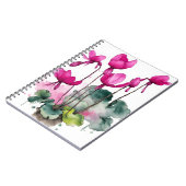 Zyklamen - Aquarellblumen Notizblock (Linke Seite)