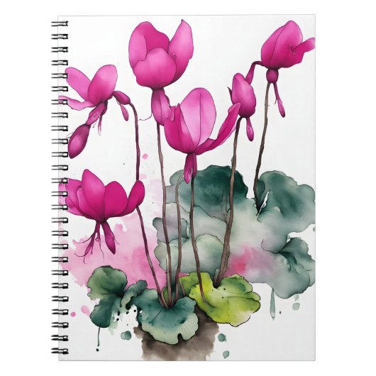 Zyklamen - Aquarellblumen Notizblock (Vorderseite)