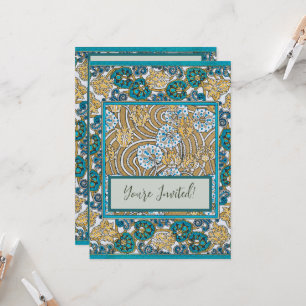 Zyklamen Blau Jugendstil Blume Botanisch Einladung