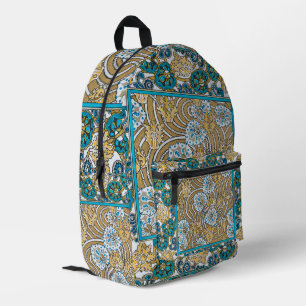 Zyklamenblaue Art Nouveau-Blume, botanisch Bedruckter Rucksack