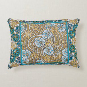 Zyklamenblauer Jugendstil-Blüten-Botanik Dekokissen