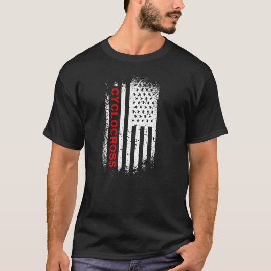 Zyklocross-amerikanische Flagge T-Shirt (Vorderseite)