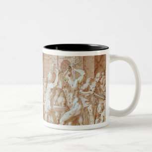 Zyklope in der Schmiede von Vulcan Zweifarbige Tasse
