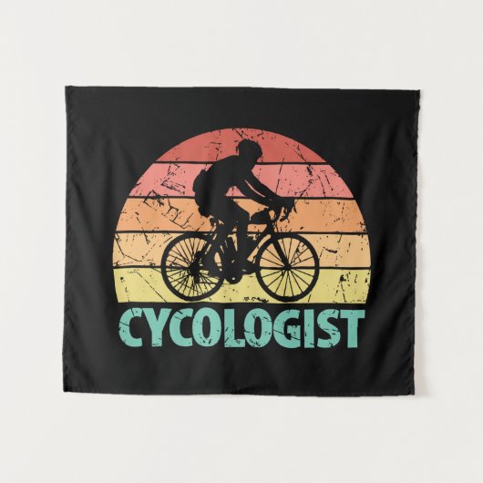 Zykologe Funny Cycling Wandteppich (Vorderseite (Horizontal))
