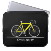 Zykologe Gelbes Bike auf schwarz Laptopschutzhülle (Vorderseite)