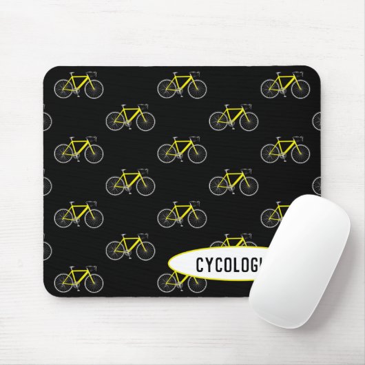 Zykologe Gelbes Fahrrad auf schwarz Mousepad (Mit Mouse)
