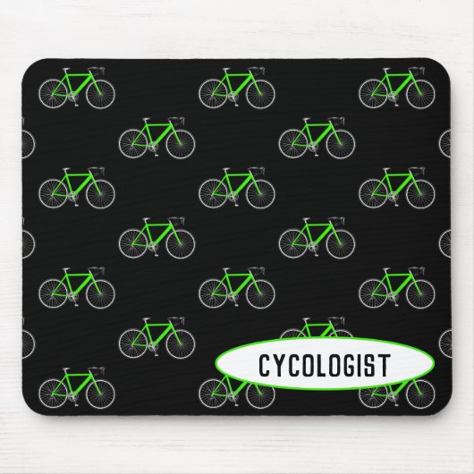 Zykologe grünes Fahrrad auf schwarz Mousepad (Vorne)