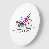 Zykologe Text mit rosa Fahrrad Große Wanduhr (Winkel)