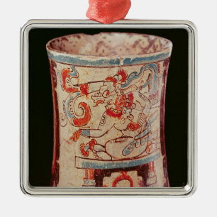 Zylinderförmig, eine Gottheit mit Sprachelocken Silbernes Ornament