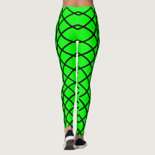 Zylindrisches Muster Schwarz auf Neon Green Women' Leggings