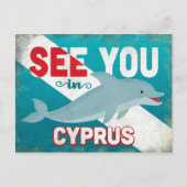 Zypern Dolphin - Retro Vintage Travel Postkarte (Vorderseite)