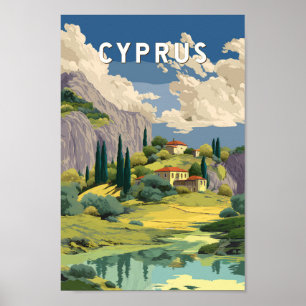 Zypern Illustration Reise Kunst Vintage Poster