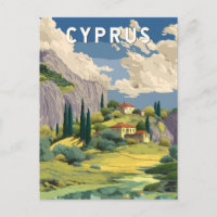 Zypern Illustration Travel Art Vintag
