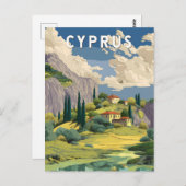 Zypern Illustration Travel Art Vintag Postkarte (Vorne/Hinten)