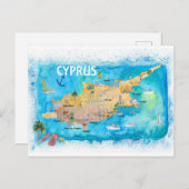 Zypern Illustrierte Karte mit Hauptverkehrsstraßen (Vorne/Hinten)