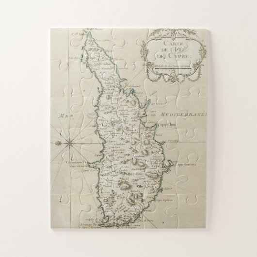 Zypern Insel Mittelmeer Karte alt antikbraun Puzzle (Vertikal)