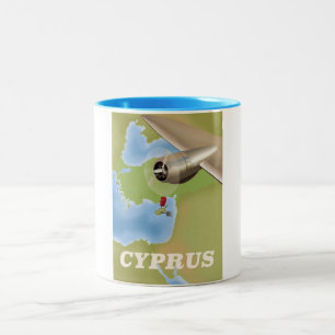 Zypern-Karte Vintage Reiseplakat Zweifarbige Tasse