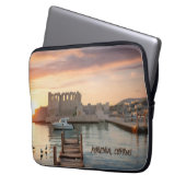 Zypern Kyrenia Aquarellskizze mit Yacht | Laptopschutzhülle (Vorderseite Links)