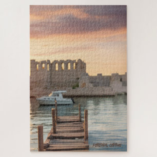 Zypern Kyrenia Aquarellskizze mit Yacht Puzzle