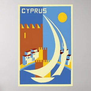 Zypern Reiseplakat Vintage Wandkunst Druck Poster