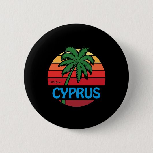 Zypern Sommer Palme Strand Zyprisch Souvenir Gra Button (Vorderseite)