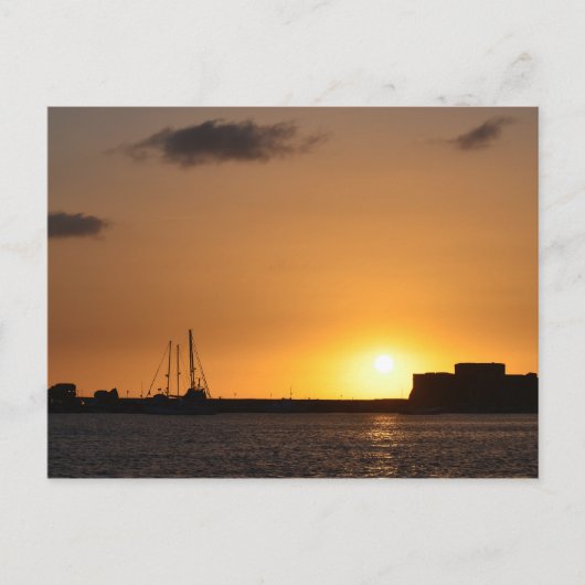 Zypern Sunset Paphos Castle Postkarte (Vorderseite)