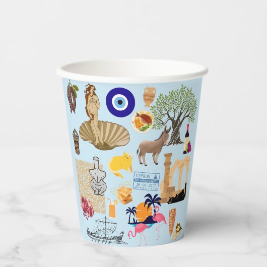 Zypern Symbole für Reisende Pappbecher (Vorderseite)