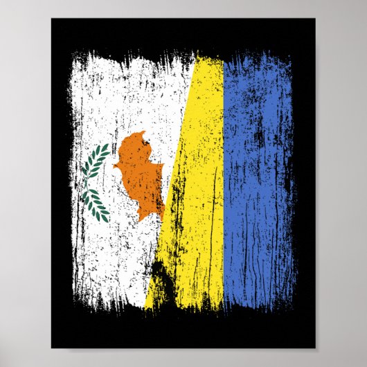 Zypern Ukraine Halbflagge Zyprisch Ukrainisches Er Poster (Vorne)