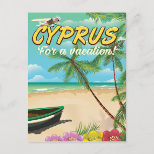 Zypern Vintage-Strandreiseplakat Postkarte