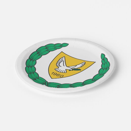 ZYPERN-Wappen Pappteller (Schrägansicht)