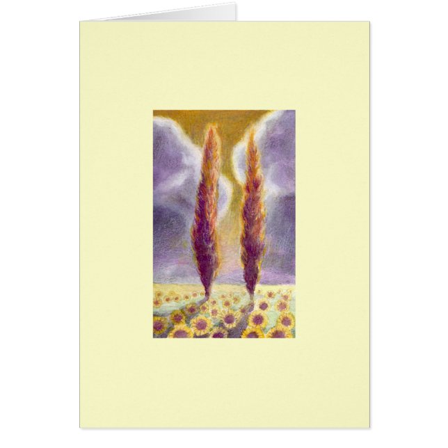 Zypresse-Bäume auf Sonnenblume-Gebiet III (Vorne)