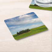 Zypresse-Bäume in Toskana-Untersetzer Rechteckiger Pappuntersetzer (angewinkelt)