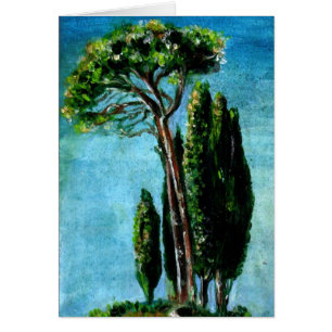 ZYPRESSEBÄUME UND MEDITERRANISCHER PINE IN DER Tos